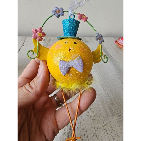 Glitter chick metal jointed ornament as is flower bird feathers - Picture 5 of 9